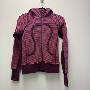 Lululemon Scuba Hoodie, Stretc,  Hyper Stripe Printed Afterglo / Plum | Size 4
